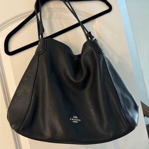 Coach Black Pebbled Leather Satchel 3 sectional